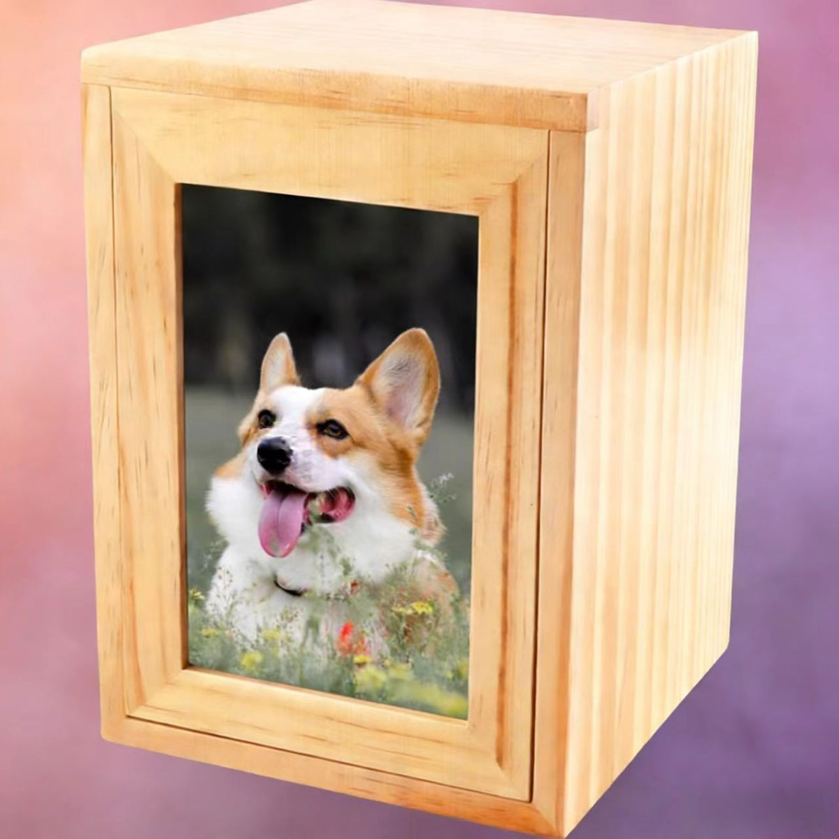 Natural Wood Pet Urn with Photo Frame - Keep Love in Every Moment